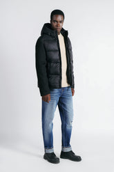 GIUBBOTTO IMBOTTITO CON MANICHE IN RIB NERO